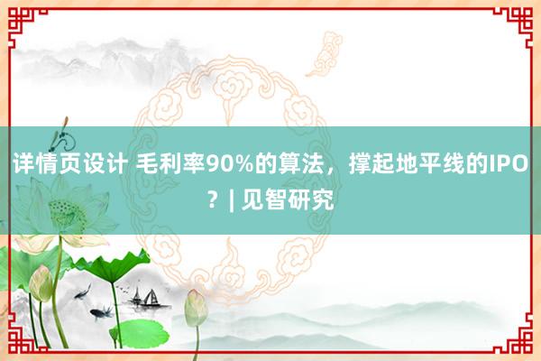 详情页设计 毛利率90%的算法，撑起地平线的IPO？| 见智研究